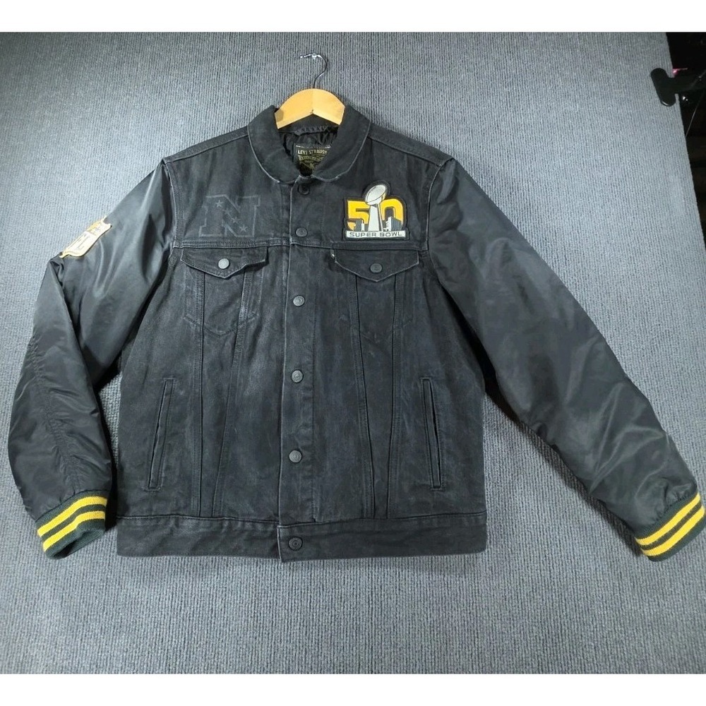 Levi Strauss San Francisco 49ers Super Bowl 50 Jacket Black Denim Mens Medium